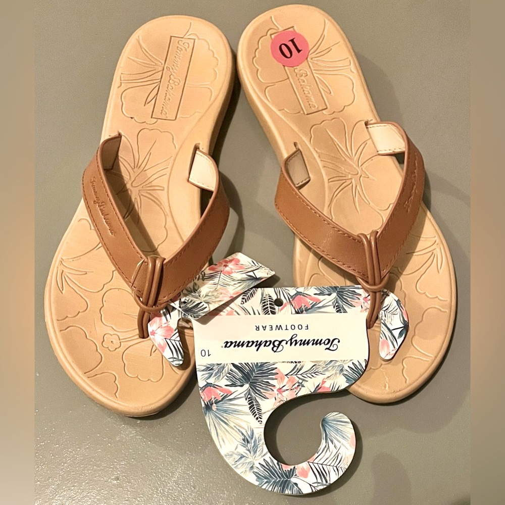 NWT! TOMMY BAHAMA AWESOME HIGH QUALITY FAUX LEATHER SANDALS! WOMENS SZ 10! - Picture 4 of 4